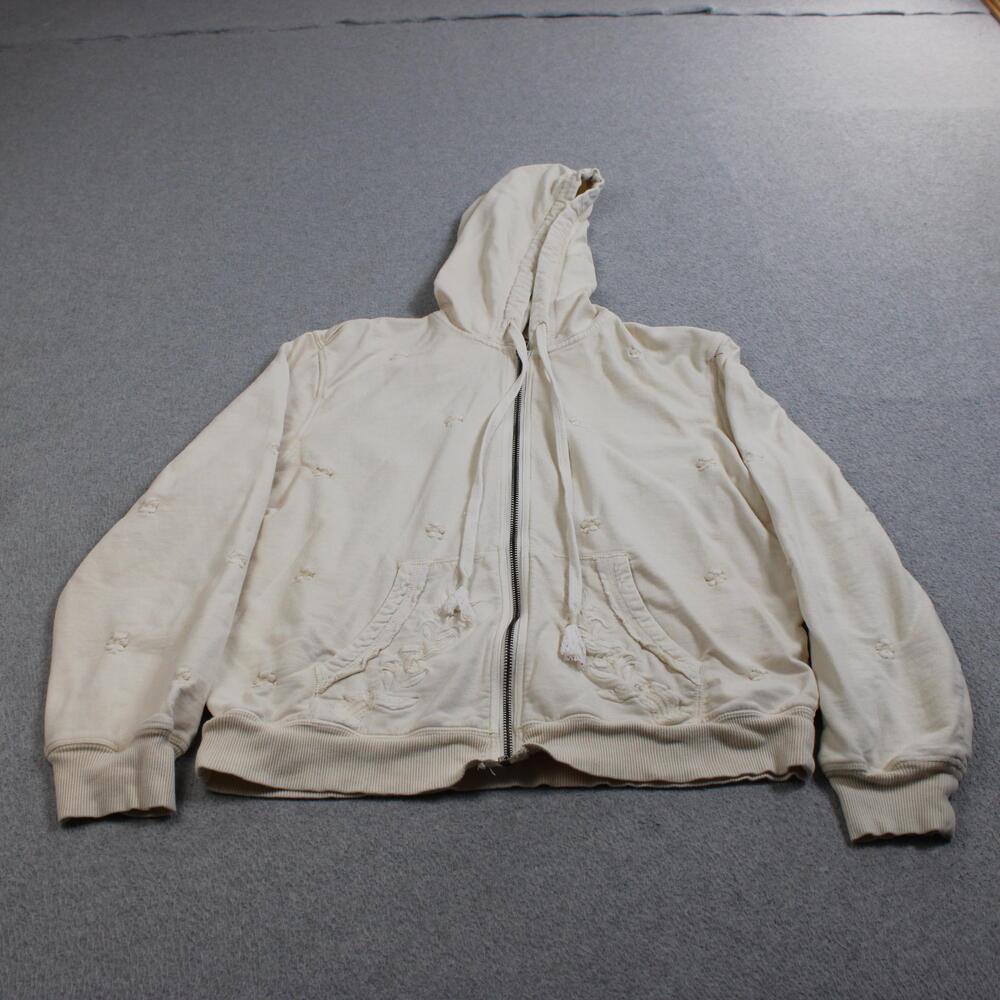 Sundance Hoodie Women Medium White Embroidered Full Zip Cotton Jacket Boho Coast